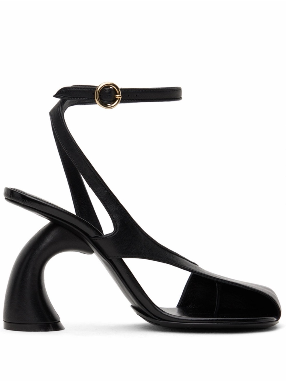 DRIES VAN NOTEN BLACK LEATHER CUTOUT PIRATE PUMPS